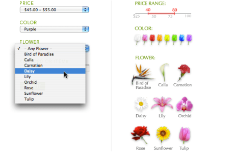 Dropdown de flores