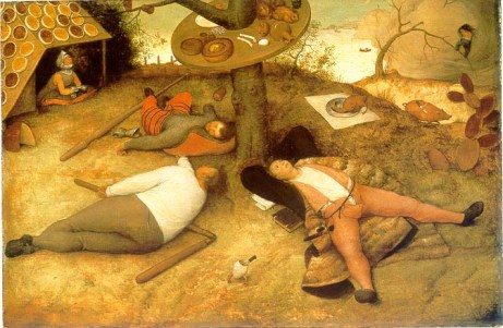 El País de Jauja (en francés "Le Pays de Cocagne"), obra de Pieter Brueghel el Viejo, 1567